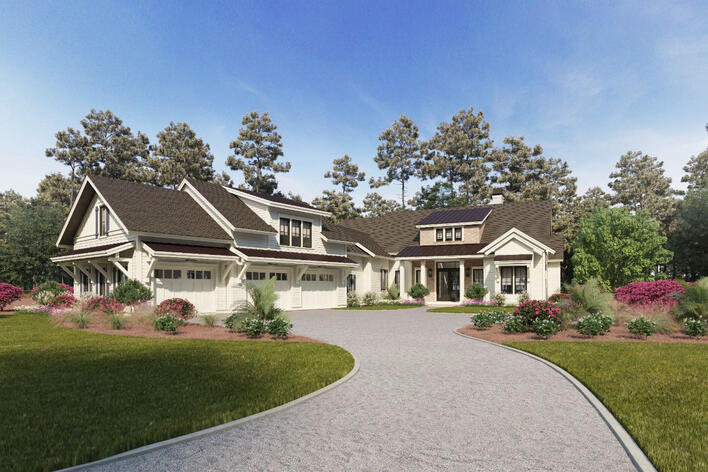 Catelli Plan custom home 3D exterior rendering Bellwether Design + Build USA