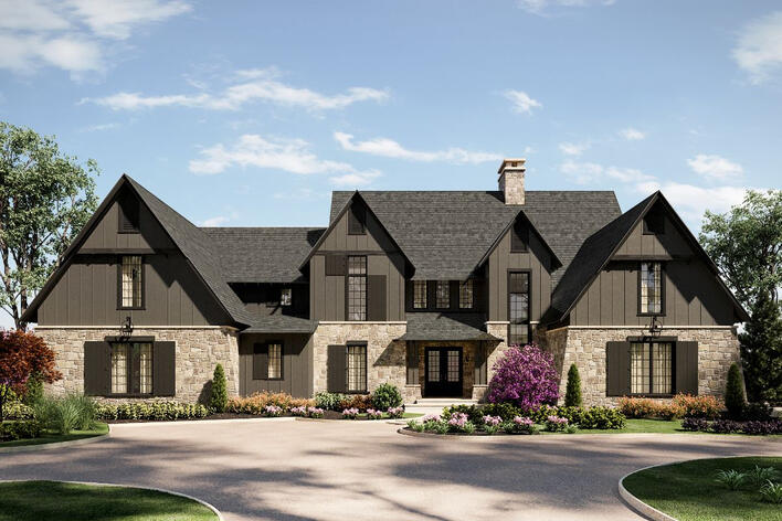 Calloway Plan Calloway Plan custom home 3D exterior rendering Frusterio Design USA